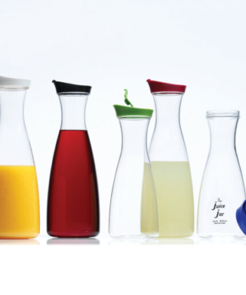 Group of large and small Acrylic Juice Jars, mixed colors.