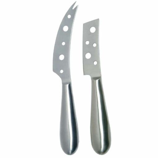 SET OF 2 STAINLESS STEEL OPEN BLADE CHEESE KNIVES