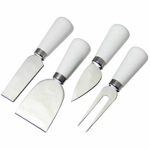 White ceramic handle cheese knife set