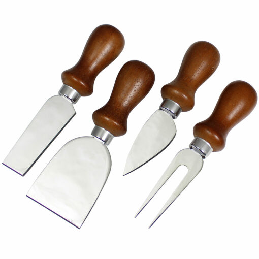 Wood Stained Polished Handles knife cheese set