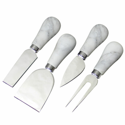 FROMA white marble polished handled cheese knife set