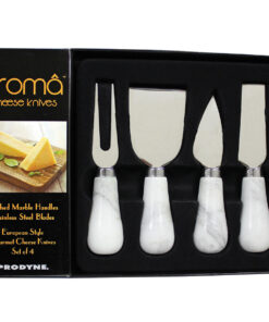 FROMA white marble polished handle cheese knife set in packaging