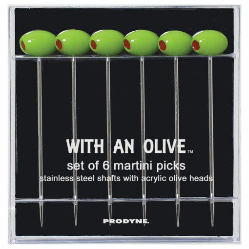 'WITH AN OLIVE' Martini Picks in packaging