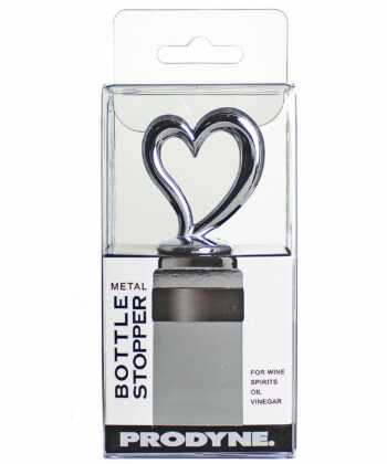 Prodyne heart shaped polished chrome wine bottle stopper