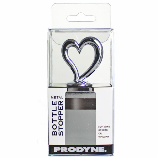 Prodyne heart shaped polished chrome wine bottle stopper