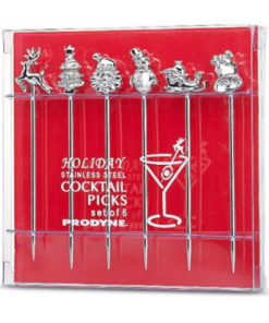 Holiday Stainless Steel Cocktail Picks in Packaging