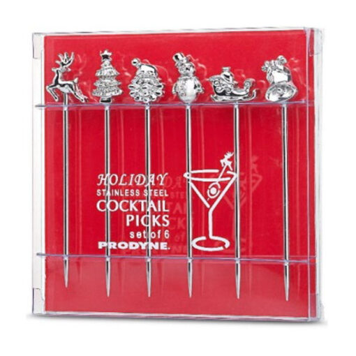 Holiday Stainless Steel Cocktail Picks in Packaging
